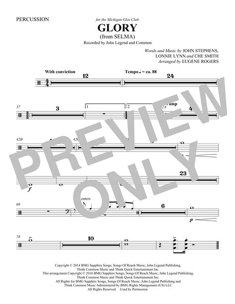Glory (from Selma) (arr. Eugene Rogers) - Percussion